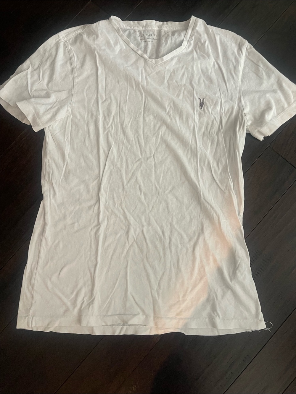 All saints White V-Neck Men’s Shirt with Embroidered Icon